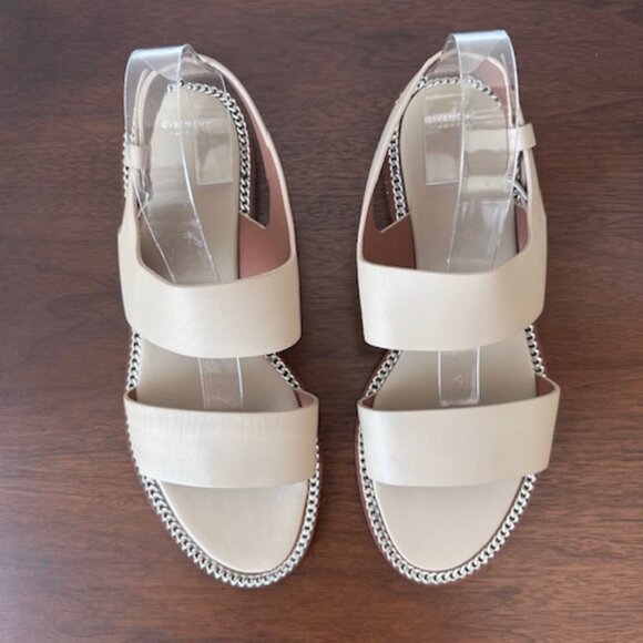 Givenchy Paris Beige Sandals with Chain Detail - Size 41/US 11 - Picture 3 of 9